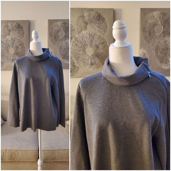 ✨COS✨ Funnel Neck Sleeve Zipper Top - [Size 12, Gray] - Picture 1 of 11